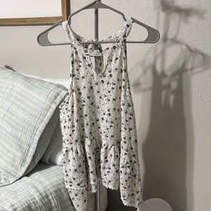 Altar'd State White Floral Sleeveless Blouse